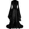 Rrongwn Abito da donna medievale in corpetto rococò regina abiti grandi dimensioni abito da ballo barocco abito da festa principessa vittoriana vestito retrò gotico abito da cocktail Halloween, Nero ,