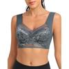 SERSARY Reggiseno Donna Pizzo Imbottito Senza Ferretto Spalla Larga Senza Cuciture Bralette Morbido Reggiseni Top Senza Ganci Comodo Reggiseno Sportivo Leggero Push Up BH,Blu,M