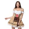 Generic Donna Abito Dirndl Oktoberfest Costume Tirolese Dirndl Tradizionale Mini Gonna a Maniche Corte per Oktoberfest Tedesca Abito Tirolese Gonna Set Oktober Fest di Ottobre (1-Khaki, L)