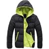 Generic Giacca da uomo con cappuccio piumino invernale calda a blocchi di colore impermeabile ispessita in cotone imbottito parka con cappuccio giacca leggera con cerniera completa per neve e sci, Verde, M