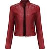 YYNUDA Giacca in pelle con borchie corte da donna, tinta unita e maniche lunghe, stile Moto Biker