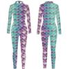 Generico Tuta da Donna con Effetto Pelle Lucida e Squame di Pesce Costume Intero per la Spiaggia (Mint Green, S)