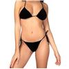 F**K Bikini Donna 1101 Nero Top Triangolo Slip Laccetti Regolabile Lycra groffata PE23 L