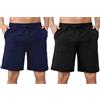 Aseniza Pantaloncini Uomo 2 Pezzi Estivi Set 2 Pantaloncini Tuta Uomo Cotone Pantaloni Corti Sportivi Shorts Bermuda Casual Larghi Jogging Nero+Navy Blu M