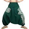 CoolChange Pantaloni lunghi da Aladin con tasca, pantaloni harem con motivo indiano, pantaloni alla zuppa con ampia vita, unisex, verde, cotone, taglie: S/M L/XL, verde, S-M