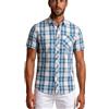 Xact Camicia in Cotone a Quadretti per Uomo, Colletto a Bottoni, Maniche Corte, vestibilità Slim