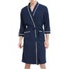 Foweknow Accappatoio da uomo in cotone, vestaglia kimono, lungo, leggero, per uomo, primavera, autunno, pigiama, casual, confortevole, biancheria da notte, Blu, XL