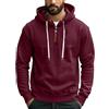 ANUFER Uomo Quarto di Cerniera Micropile Incappucciato Felpa Manica Lunga Pullover Maglie SN0708324 Borgogna XL