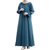 Generic Abaya - Abito da donna musulmano a maniche lunghe, un pezzo, abito da preghiera, modesto, caftano donna, lunghezza intera, regalo per Ramadan, arabo, 41-blu, XL