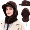AYPOW Donna Inverno Termico Cappelli in Maglia e Sciarpe, 2 in 1 Caldo Antivento Regolabile Passamontagna con Scaldacollo, Moda Cappello con Visiera Cappuccio Berretto per Sport all'Aria Aperta