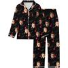Generico Pigiama Personalizzato Uomo Donna Set con Foto in Seta 2 Pezzi con Top Aperto Davanti e Pantaloni Pigiami Abbinati Coppia Fidanzati Divertente per Casa San Valentino Natale,Festa della Mamma papà