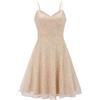 Generic Abito midi da donna con paillettes, abito senza maniche con paillettes e scollo a V, con paillettes ricamate, gonna longuette svasata per matrimoni, ospiti e balli