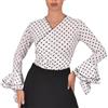 AMARU SANCHESU Bolero Torera Top Incrociato Flamenco In Tessuto Elastico A Maniche Lunghe Con Due Volant, M