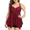 KAKU NANU Tankini Donna Costume Due Pezzi con Pantaloncino Costumi Donna Mare Push Up Taglie Forti S-3XL Nero Blu Verde Giallo Rosso