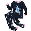 EULLA Pigiama invernale per bambini e bambine, set di pigiama invernale con unicorno, sirena, farfalla, coccinella, giraffa, gufo, principessa, a maniche lunghe, in cotone, 2 pezzi, biancheria da