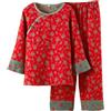 PRINCESS BRIDE Set Pigiama Donna in Cotone Pjs Filo Tinto Doppio Strato Jacquard Loungewear Tradizionale Rosso Fortunato Hanfu Set, Rosa rossa., XXL