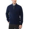 Kallspin Uomo Quarter Zip Jumper Cotone Lavorato a Maglia Leggera Pullover Regular Fit Maglione Casual(Blu Navy, 3XL