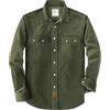 Dubinik® 10 oz Ultra Pesante Camicia da Uomo in Velluto A Coste Western Giacca Bottoni Automatici Manica Lunga Due Tasche Verde Militare XL