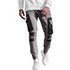 Generisch Pantaloni da lavoro da uomo, slim fit, pantaloni cargo con molte tasche, pantaloni da jogging con polsini, pantaloni sportivi a blocco, resistenti all'abrasione, leggeri, classici e casual