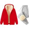 Generico Tuta Donna Invernale Sportiva Pile Completo Calda Felpata Felpa con Zip Cappuccio e Pantaloni Velluto Completo 2 Pezzi Tute da Ginnastica In Pile Vello Foderato Casual Abbigliamento Jogging Invernale