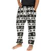 Runcati Pantaloni del pigiama da uomo lunghi in pile caldi natalizi con renna, pantaloni per il tempo libero con tasche e cordoncino, pantaloni lounge del pigiama, Nero , XXL