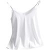 REHJJDFD Donna Canotta con Spalline Sottili Top Donna con Scollo a V Basica Bianca Canotta Senza Maniche in Raso di Seta Donna Camicia, bianco, XL