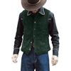 Duohropke Gilet da uomo, vintage, in velluto a coste, con bottoni, alla moda, senza maniche, con scollo a V, in corda, slim fit, abbigliamento da lavoro per feste, matrimoni, verde, 3XL