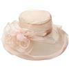 Jemnpela Cappello Solare Pieghevole da Donna Falda Larga Corona Piana Stile Derby in Organza Francese Protezione UV per Matrimoni Chiese e Feste del tè