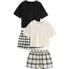 NEXT Ragazza Confezione da 2 Pigiami con Pantaloni in Tessuto Nero/Bianco 4 Anni