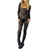 JEKKAH - Body da donna con scollo quadrato in pizzo trasparente, a maniche lunghe, streetwear aderente, tuta a vestito in un pezzo 2023 Nuovi abiti autunnali (colore: schwarz, taglia: L)