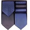BRERA 67-3 Pezzi Cravatta Uomo elegante + 3 Pezzi fazzoletto da taschino uomo, Set uomo con confezione regalo, Cravatte e Pochette Classiche