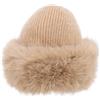QUEEN HELENA Cappello Invernale con Pelo Berretto con Pelliccia Morbido Donna CP07 (Taglia Unica, Beige)