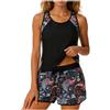 Generico Tankini Set Donna Push Up Canottiera e Pantaloncino Beachwear Push Up Costumi da Mare Tankini da Donna Spiaggia Piscina Sport (L)
