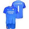 Real Madrid Courtois 25/26 - Set portiere blu (maglietta + pantaloni) | replica ufficiale | nome COURTOIS e dorsal 1, taglie da 6 a 14 anni, blu, 14 Anni