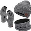Bequemer Laden Invernali Cappello Sciarpa e Guanti Touch Screen, Berretto in Maglia Scaldacollo e Guanti con Fodera in Pile per Uomo Donna