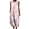 Gienslru Vestito Donna Estivo Vestito Lino Lungo Elegante Senza Maniche Fresco Vestitos Lungo Boho Chic Taglie Forti Abito Curvy de Mare Spiaggia Vacanza Caftano Mare Copricostume Floreale Cerimonia