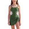 Happy Cherry Costume da bagno per ragazze con sarong, costume intero per bambini, costume da bagno per adolescenti, estivo, da spiaggia, verde, 11-12 Anni