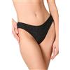 Goldenpoint Donna Costume da Bagno Lamè - Parte Bassa del Bikini - Slip Fianco Basso in Tessuto Doppiato Tinta Unita con Lurex Taglia L Colore Nero