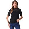 Allegra K Donna Top in Pizzo Floreale per Camicette di Pizzo Eleganti Eleganti A Maniche Corte con Sbuffo E Collo A Lupetto