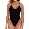 SHERRYLO Costume da Bagno Intero da Donna Sexy con Perizoma a Taglio Alto Monokini da Donna 1 pezzoThongs Costumi da Bagno Tanga Costumi da Bagno, 23037-nero, S