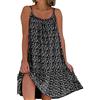 Raxove Abito sottoveste floreale da donna, abito da spiaggia con stampa floreale, abito casual da spiaggia corto senza maniche, nero