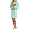 In One Clothing Camicia da notte da bambina a maniche lunghe, in morbido jersey Singley in 100% cotone, con motivo bradipo con cuffie, colore turchese, Turchese - Cuffie bradipo, 152