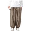 WAZHAKU Pantaloni harem da uomo in velluto a coste, pantaloni in stile samurai giapponese, pantaloni ninja corduroy, colore nero, invernale, pantaloni da jogging Hip Hop Harajuku Streetwear