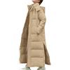 Generic Maxi piumino da donna con cappuccio lungo imbottito con spacco laterale, lunghezza intera, invernale, caldo, trapuntato, classico, tinta unita, taglie forti, capispalla termico per escursioni e viaggi