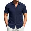 Enlision Camicia Uomo Maniche Corte Button Down Camicie Uomo Estiva Manica Corta con Tasca vestibilità Regolare