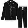MoFiz Pigiama Uomo Cotone Modal Lungo Pigiami Due Pezzi Invernale Manica Lunga Pigiama Aperto Davanti Bottoni Morbido ed Elegante Abbigliamento da Notte Casa M-4XL