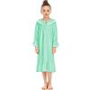 Verve Jelly Camicie da notte a maniche lunghe da ragazza Camicie da notte a tinta unita Ruffle Cute Lounge Sleepwear Dress Kids Pigiama Dress Verde 130 6-7 anni