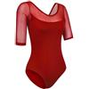 KRIECK Top da Danza Abbigliamento Body da Danza Classica for Adulti for Donne, in Rete, in Cotone e Spandex, for Ragazze, Neri, Body da Ginnastica con Maniche a 3/4, Body da Danza Classica