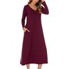 JCQIGOA Camicia da Notte Donna Maniche Lunghe Taglia Grande Abbigliamento da Notte con Tasche Laterali Caldo Pigiama Invernale Camice da Notte Cotone Sottoveste Donna Lunga Vestito da Notte Pigiama