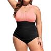Tuopuda Costume da Bagno Intero Donna Taglie Forti Sexy Costumi Interi da Mare Piscina Push Up Imbottito Reggiseno Costumi Bikini Un Pezzo Spiaggia Beachwear L-12XL, Rosa&Nero, XL